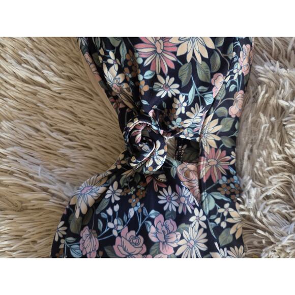 Kona Sol Bikini Top Multi color Floral Keyhole Front Padded Size XL 16-18 New - Picture 6 of 12